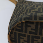 FENDI Zucca Canvas Shoulder Bag Gold Black Brownyk14581