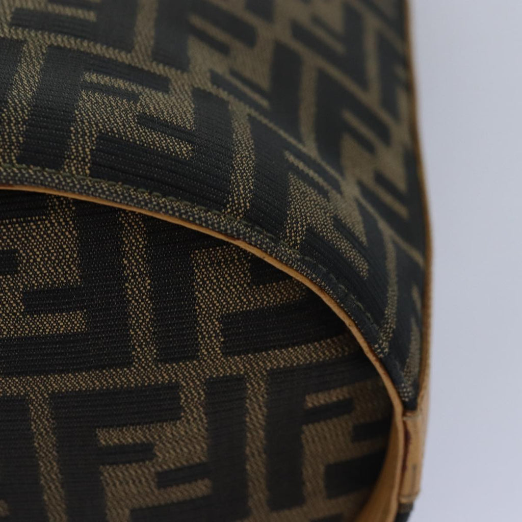 FENDI Zucca Canvas Shoulder Bag Gold Black Brownyk14581