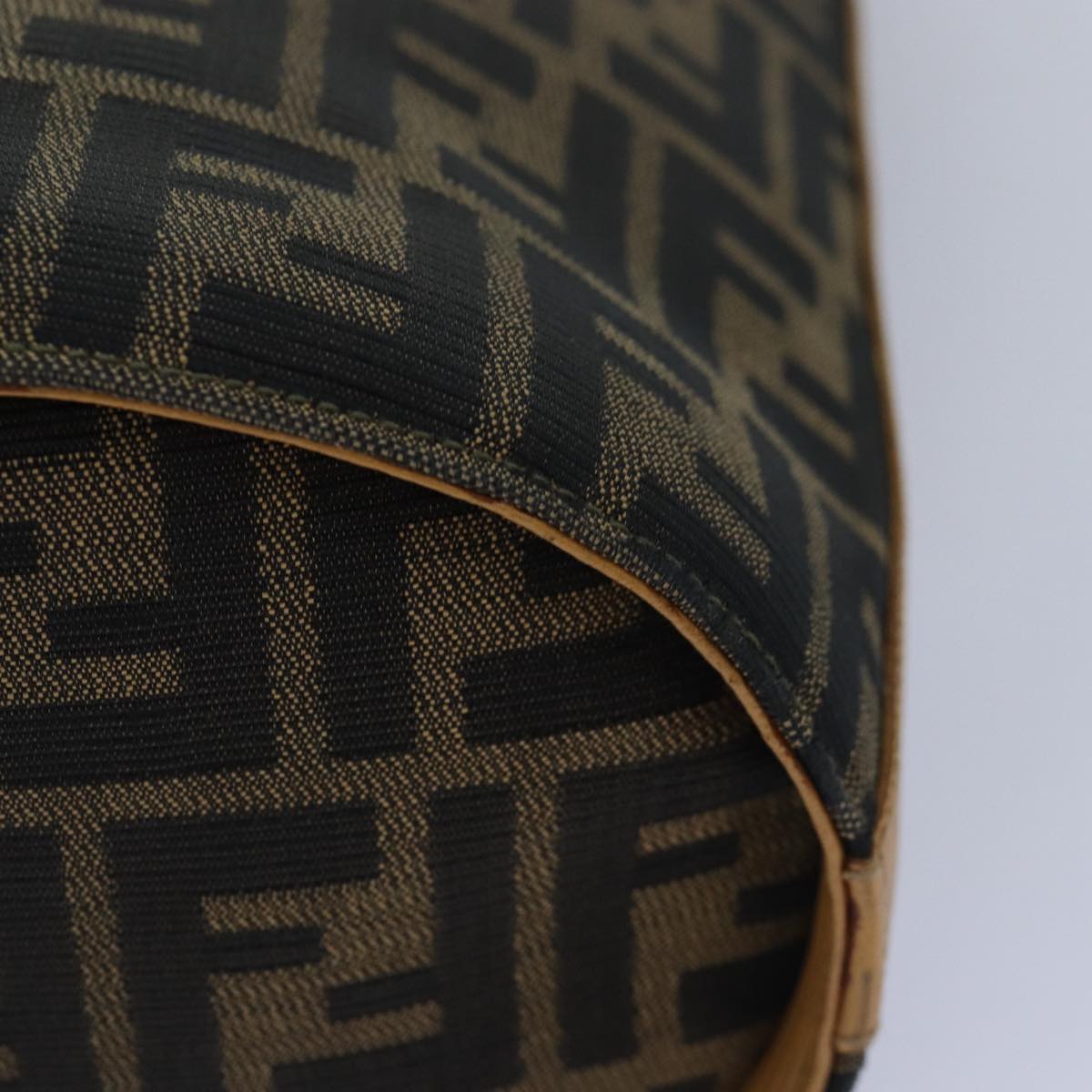 FENDI Zucca Canvas Shoulder Bag Gold Black Brownyk14581