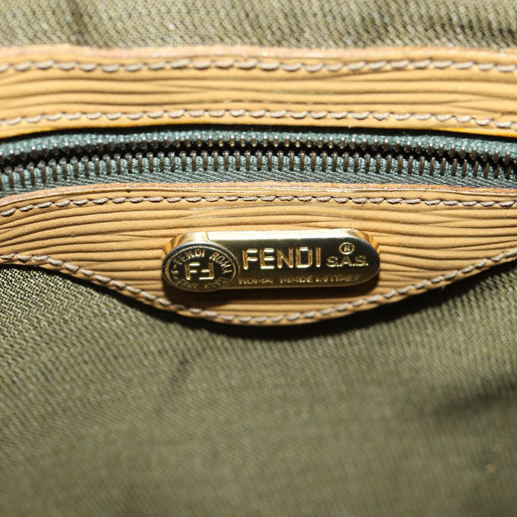 FENDI Zucca Canvas Shoulder Bag Gold Black Brownyk14581