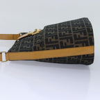 FENDI Zucca Canvas Shoulder Bag Gold Black Brownyk14581