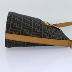 FENDI Zucca Canvas Shoulder Bag Gold Black Brownyk14581