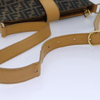 FENDI Zucca Canvas Shoulder Bag Gold Black Brownyk14581