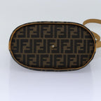 FENDI Zucca Canvas Shoulder Bag Gold Black Brownyk14581