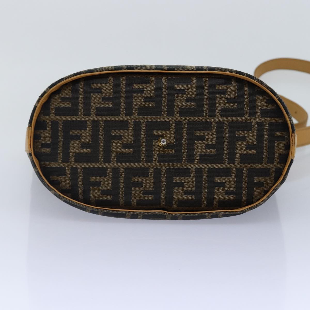FENDI Zucca Canvas Shoulder Bag Gold Black Brownyk14581