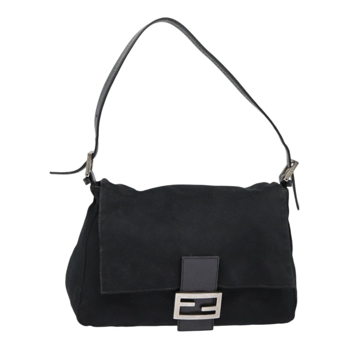 FENDI Mamma Baguette Shoulder Bag Nylon Black Silveryk14611