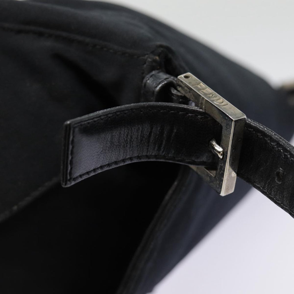 FENDI Mamma Baguette Shoulder Bag Nylon Black Silveryk14611