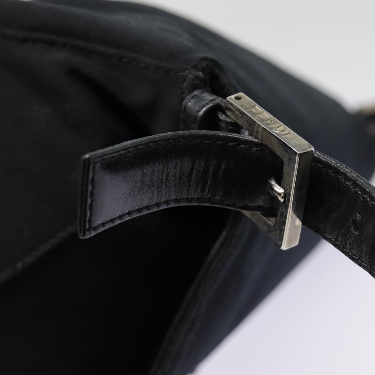FENDI Mamma Baguette Shoulder Bag Nylon Black Silveryk14611