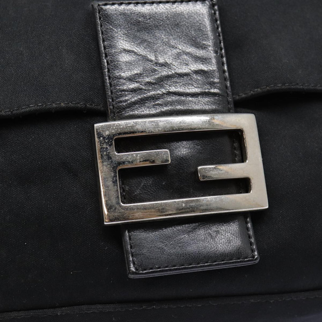 FENDI Mamma Baguette Shoulder Bag Nylon Black Silveryk14611