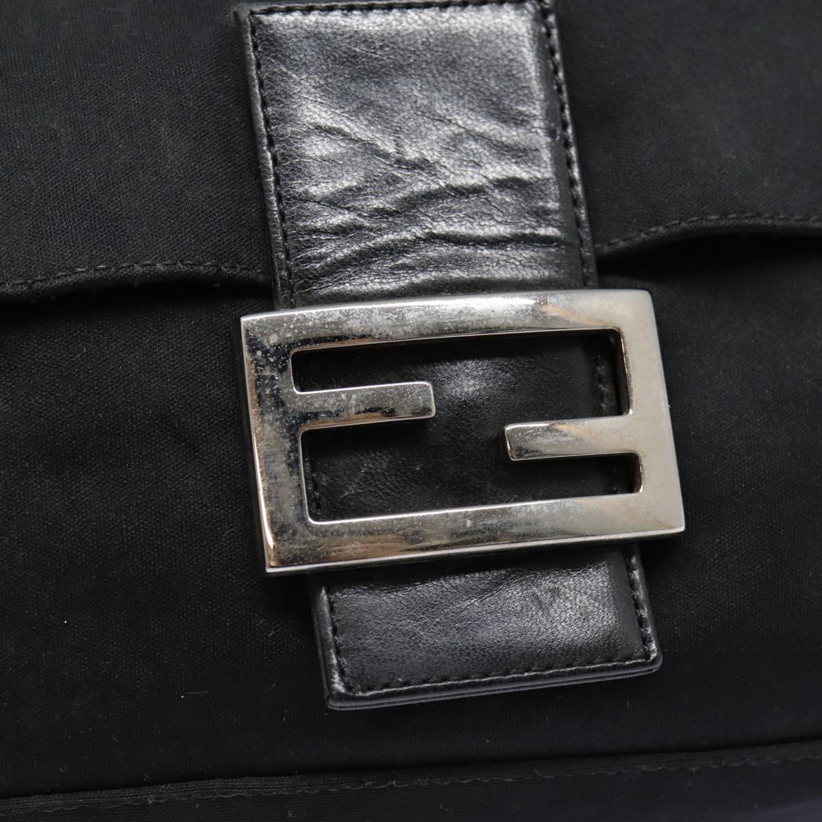 FENDI Mamma Baguette Shoulder Bag Nylon Black Silveryk14611