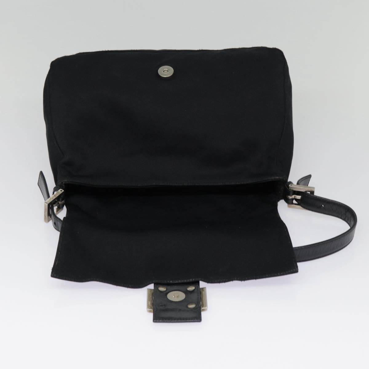 FENDI Mamma Baguette Shoulder Bag Nylon Black Silveryk14611