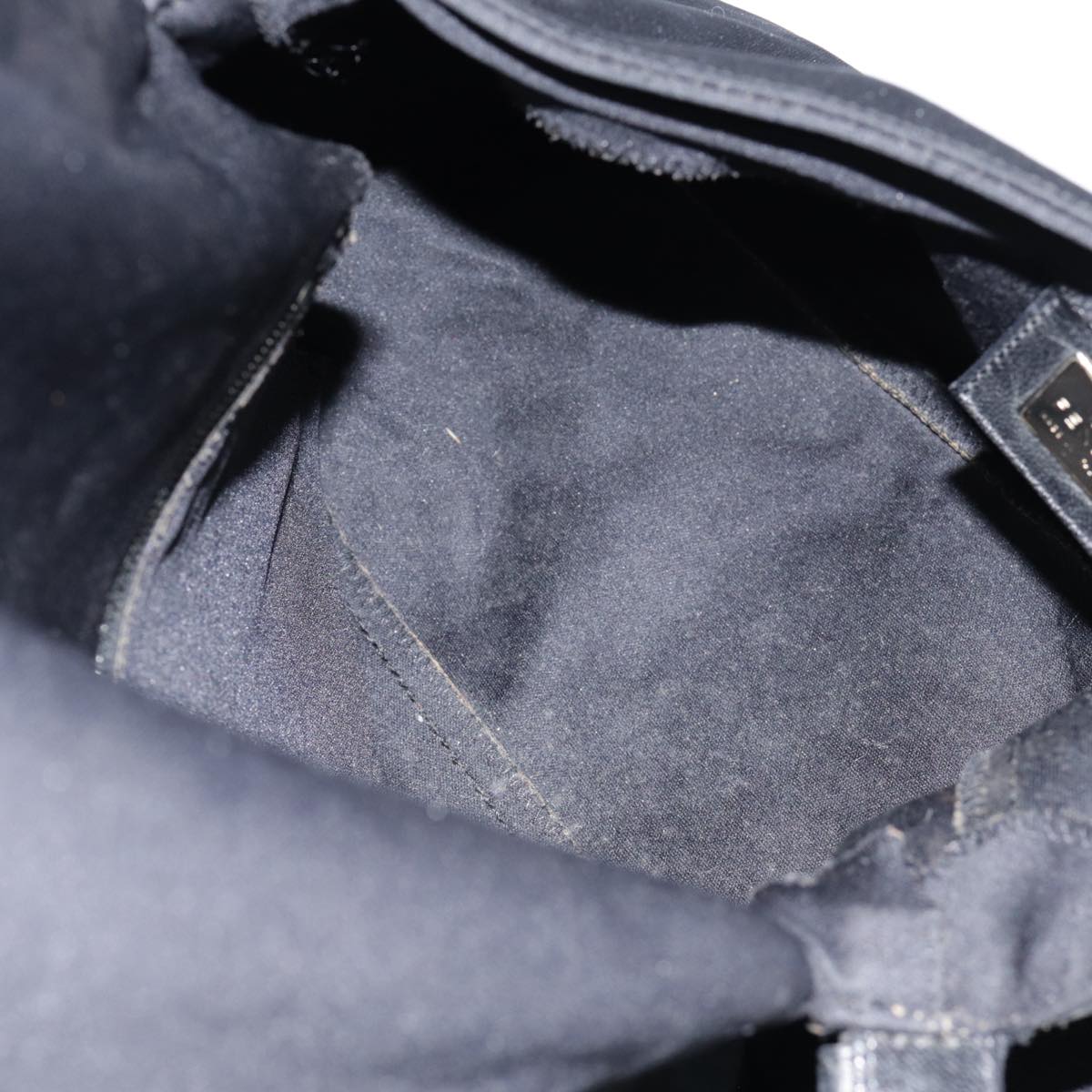 FENDI Mamma Baguette Shoulder Bag Nylon Black Silveryk14611