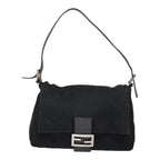 FENDI Mamma Baguette Shoulder Bag Nylon Black Silveryk14611