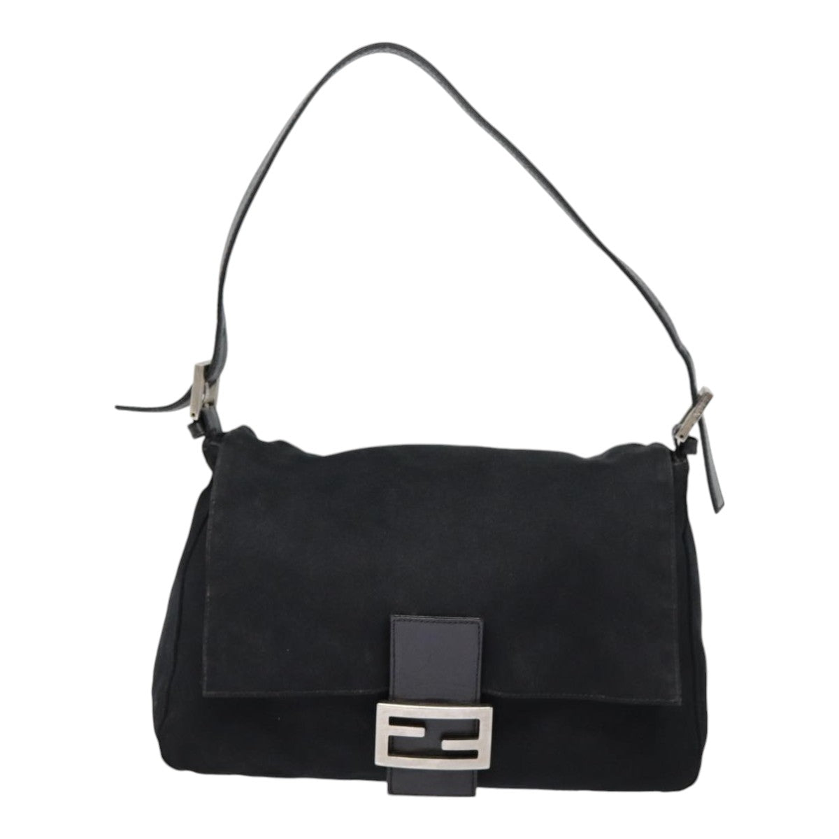 FENDI Mamma Baguette Shoulder Bag Nylon Black Silveryk14611