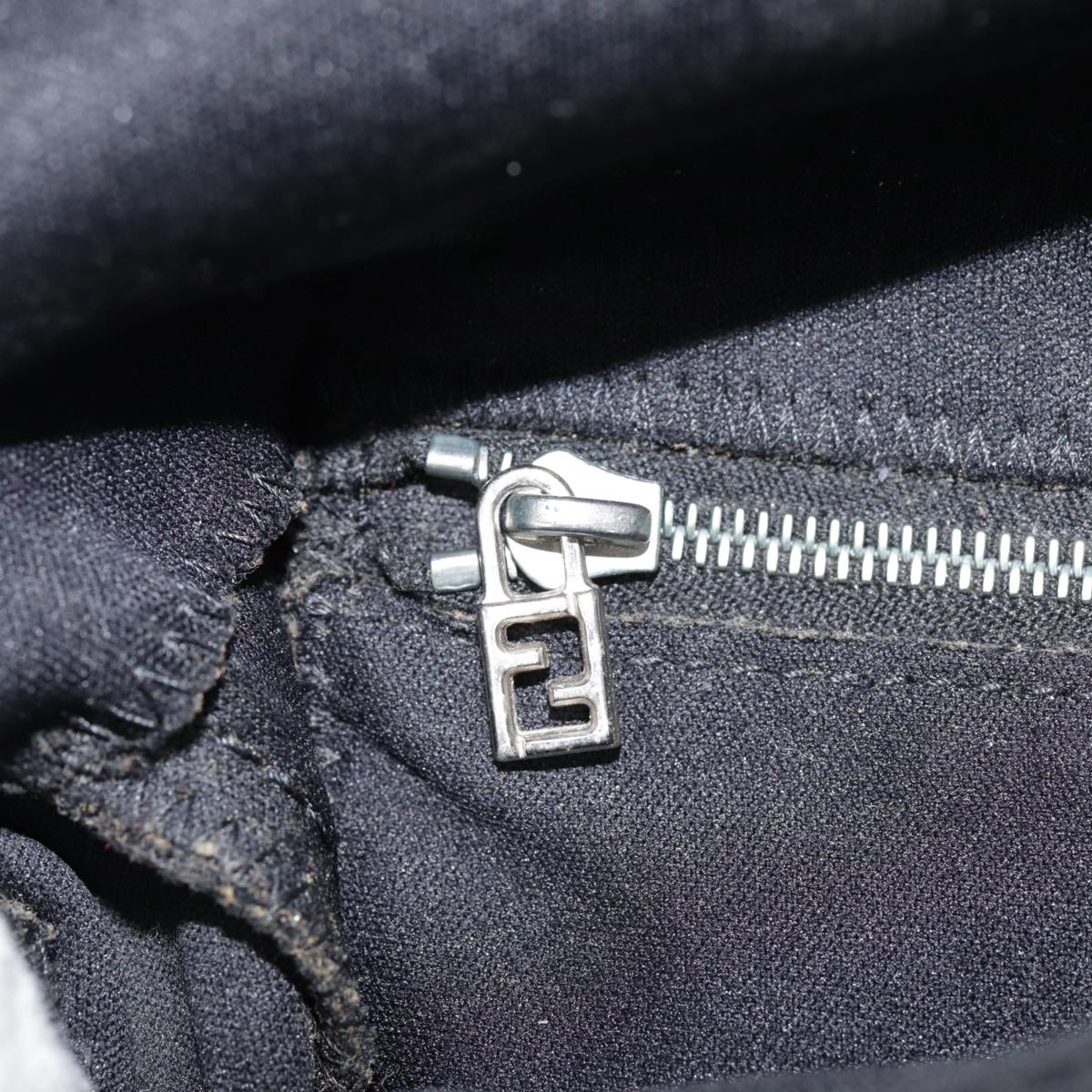 FENDI Mamma Baguette Shoulder Bag Nylon Black Silveryk14611