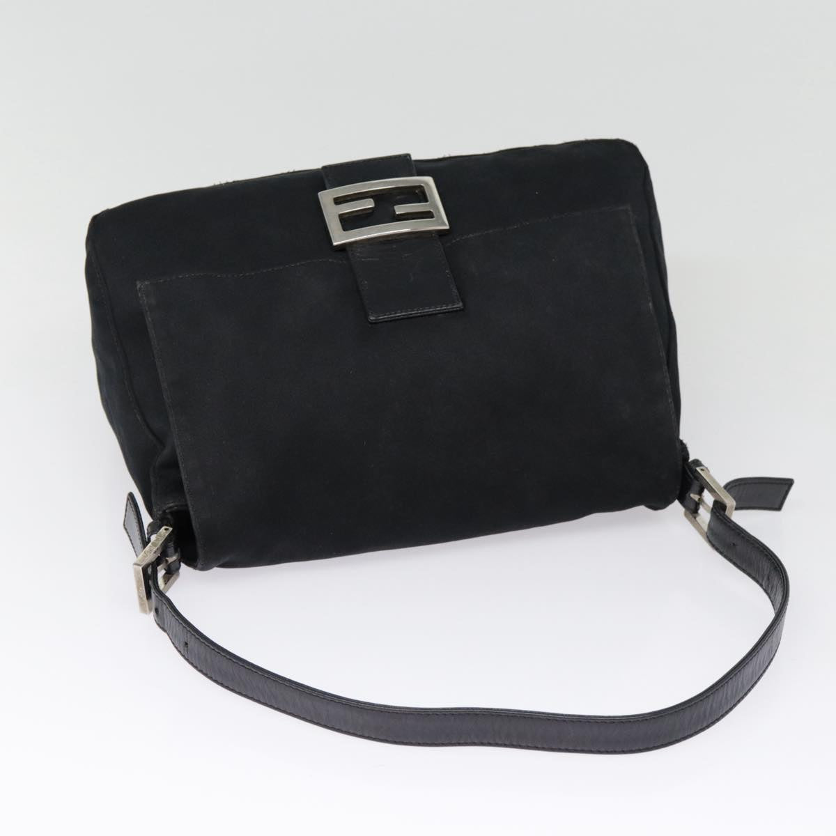 FENDI Mamma Baguette Shoulder Bag Nylon Black Silveryk14611