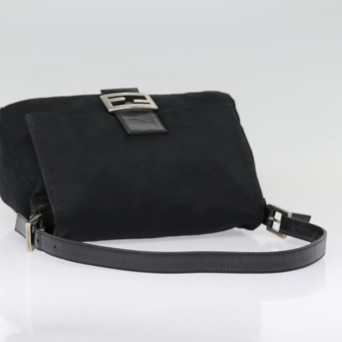 FENDI Mamma Baguette Shoulder Bag Nylon Black Silveryk14611