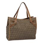 FENDI Zucchino Canvas Tote Bag Beige Goldyk14729