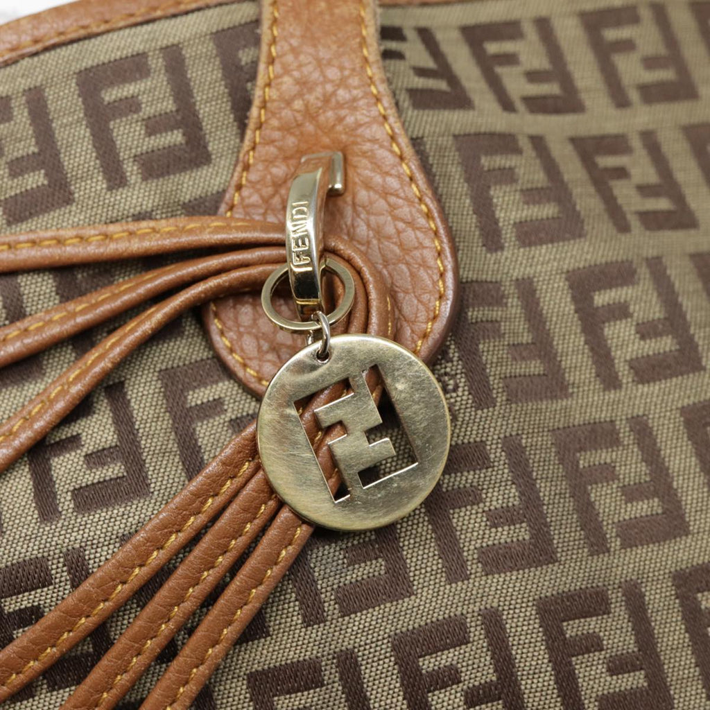 FENDI Zucchino Canvas Tote Bag Beige Goldyk14729