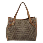FENDI Zucchino Canvas Tote Bag Beige Goldyk14729