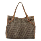 FENDI Zucchino Canvas Tote Bag Beige Goldyk14729