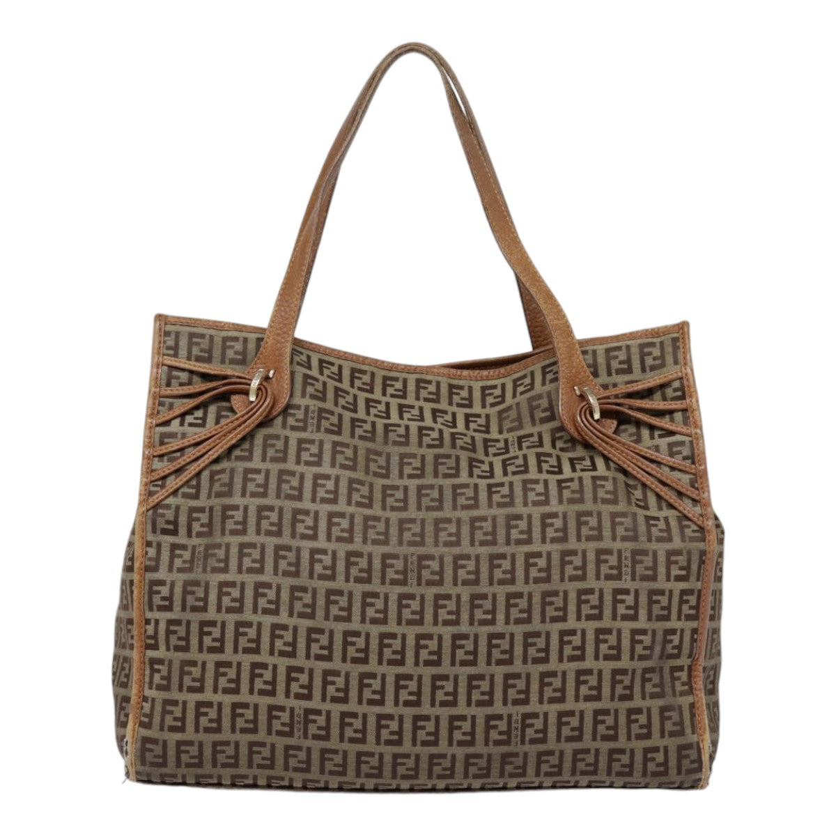 FENDI Zucchino Canvas Tote Bag Beige Goldyk14729