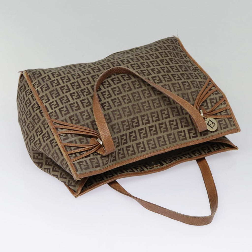 FENDI Zucchino Canvas Tote Bag Beige Goldyk14729