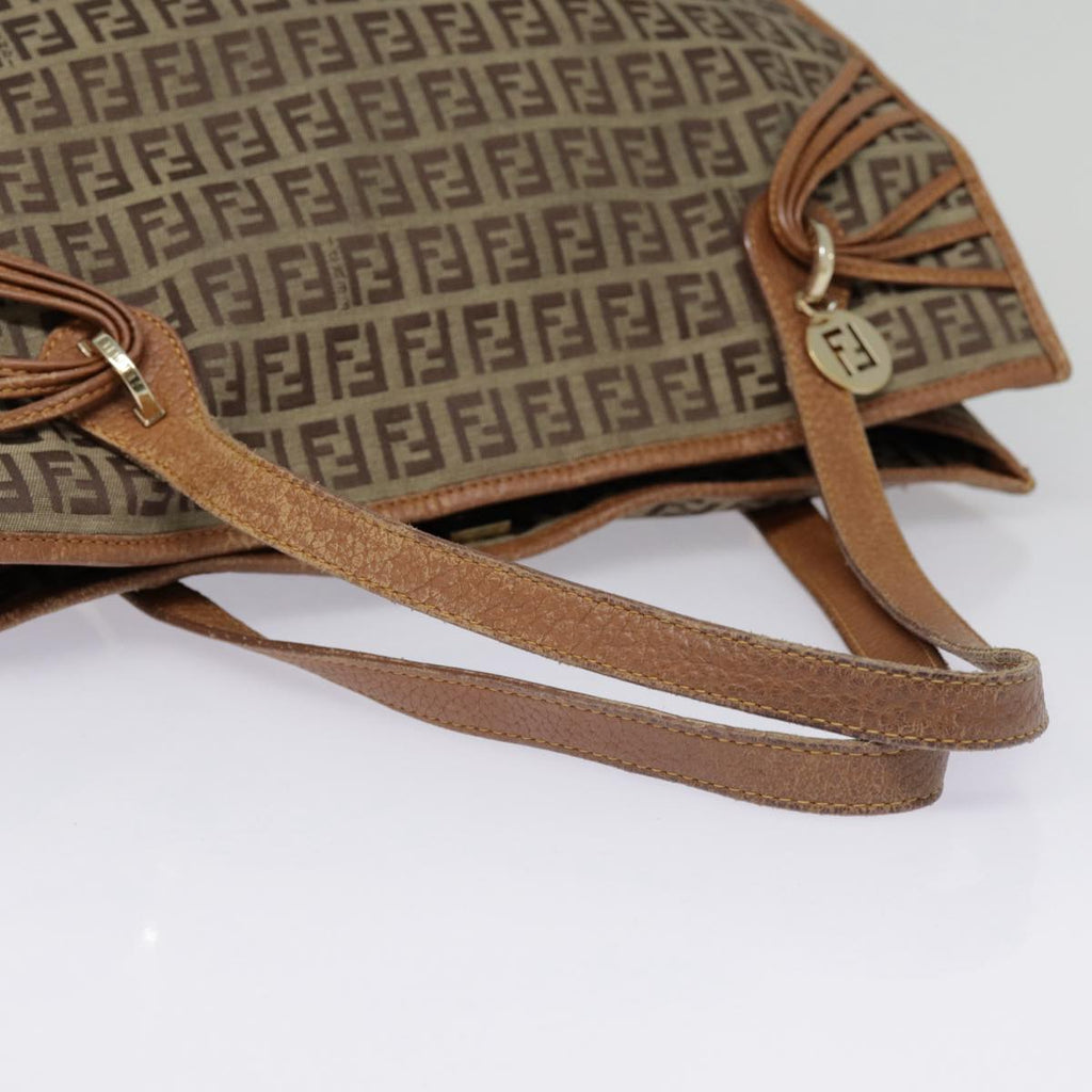 FENDI Zucchino Canvas Tote Bag Beige Goldyk14729