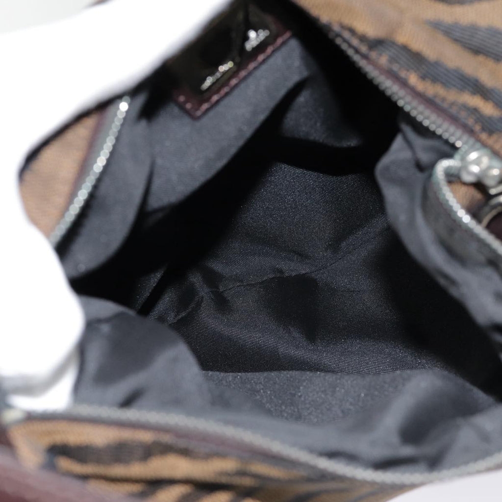 FENDI Shoulder Bag Canvas Silver Brownyk14745