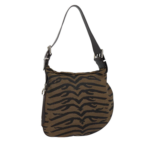 FENDI Shoulder Bag Canvas Silver Brownyk14745