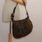 FENDI Shoulder Bag Canvas Silver Brownyk14745