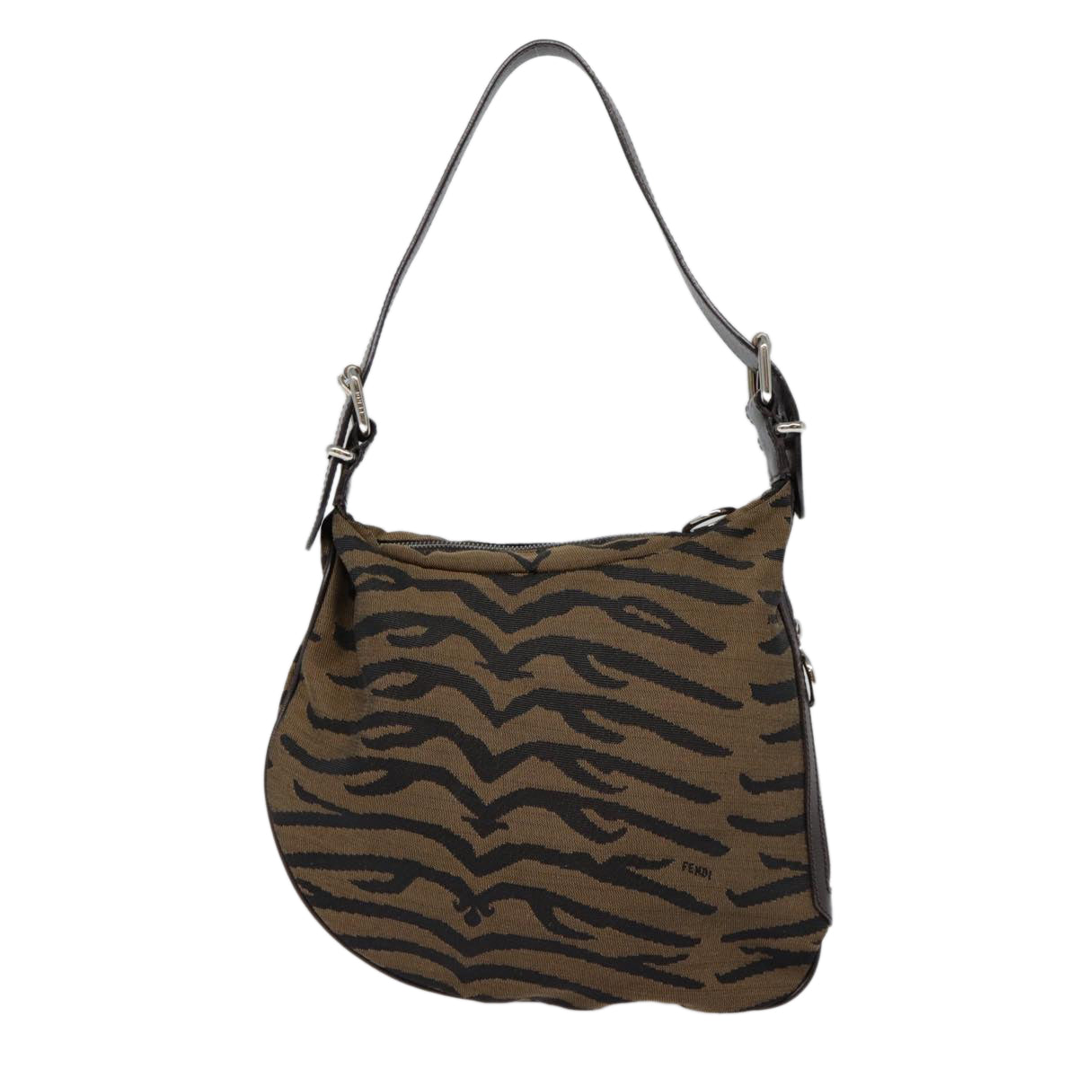 FENDI Shoulder Bag Canvas Silver Brownyk14745