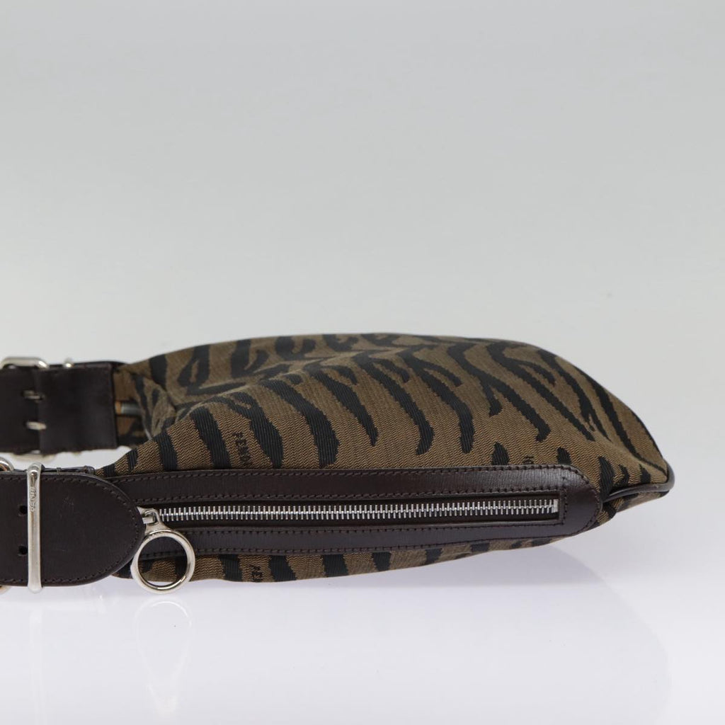 FENDI Shoulder Bag Canvas Silver Brownyk14745