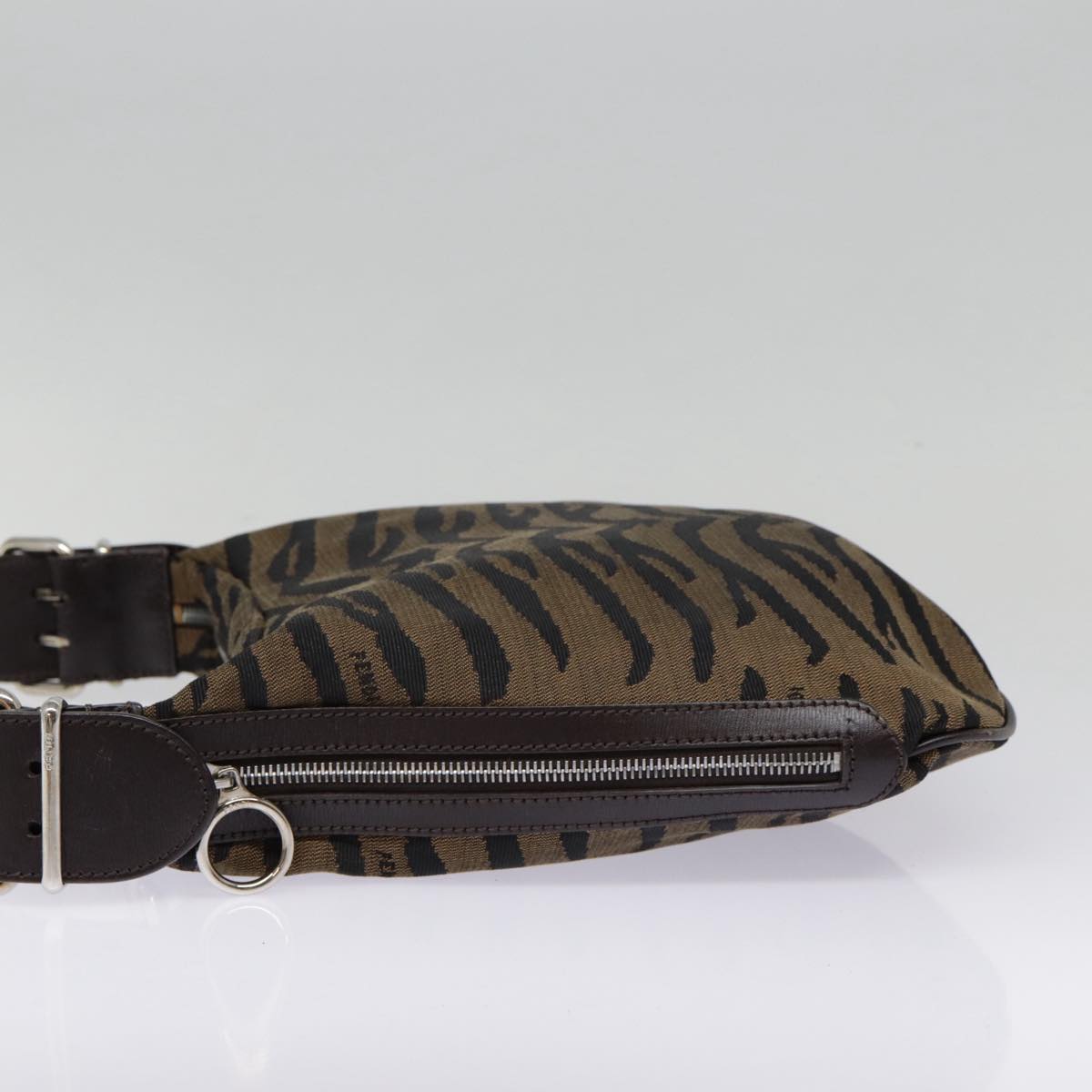 FENDI Shoulder Bag Canvas Silver Brownyk14745
