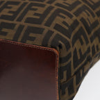 FENDI Zucca Canvas Hand Bag Brown Black Silveryk14749