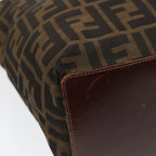 FENDI Zucca Canvas Hand Bag Brown Black Silveryk14749