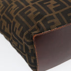 FENDI Zucca Canvas Hand Bag Brown Black Silveryk14749