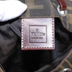FENDI Zucca Canvas Hand Bag Brown Black Silveryk14749