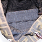 FENDI Zucca Canvas Hand Bag Brown Black Silveryk14749