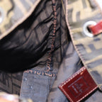 FENDI Zucca Canvas Hand Bag Brown Black Silveryk14749