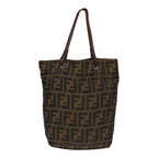 FENDI Zucca Canvas Hand Bag Brown Black Silveryk14749
