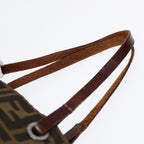 FENDI Zucca Canvas Hand Bag Brown Black Silveryk14749