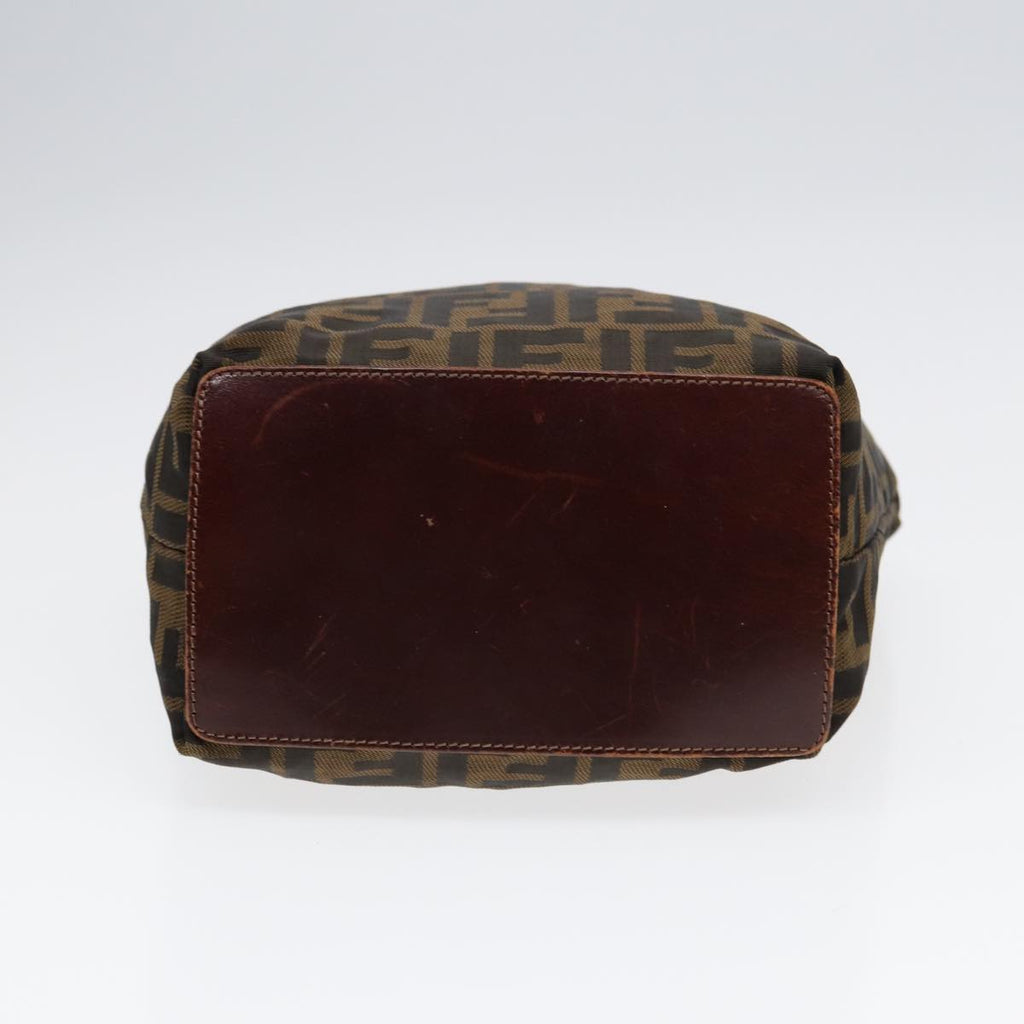 FENDI Zucca Canvas Hand Bag Brown Black Silveryk14749