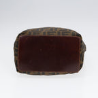 FENDI Zucca Canvas Hand Bag Brown Black Silveryk14749