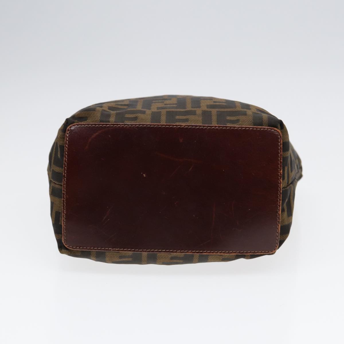 FENDI Zucca Canvas Hand Bag Brown Black Silveryk14749