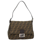 FENDI Zucca Canvas Mamma Baguette Shoulder Bag Brown Black Silveryk14866A