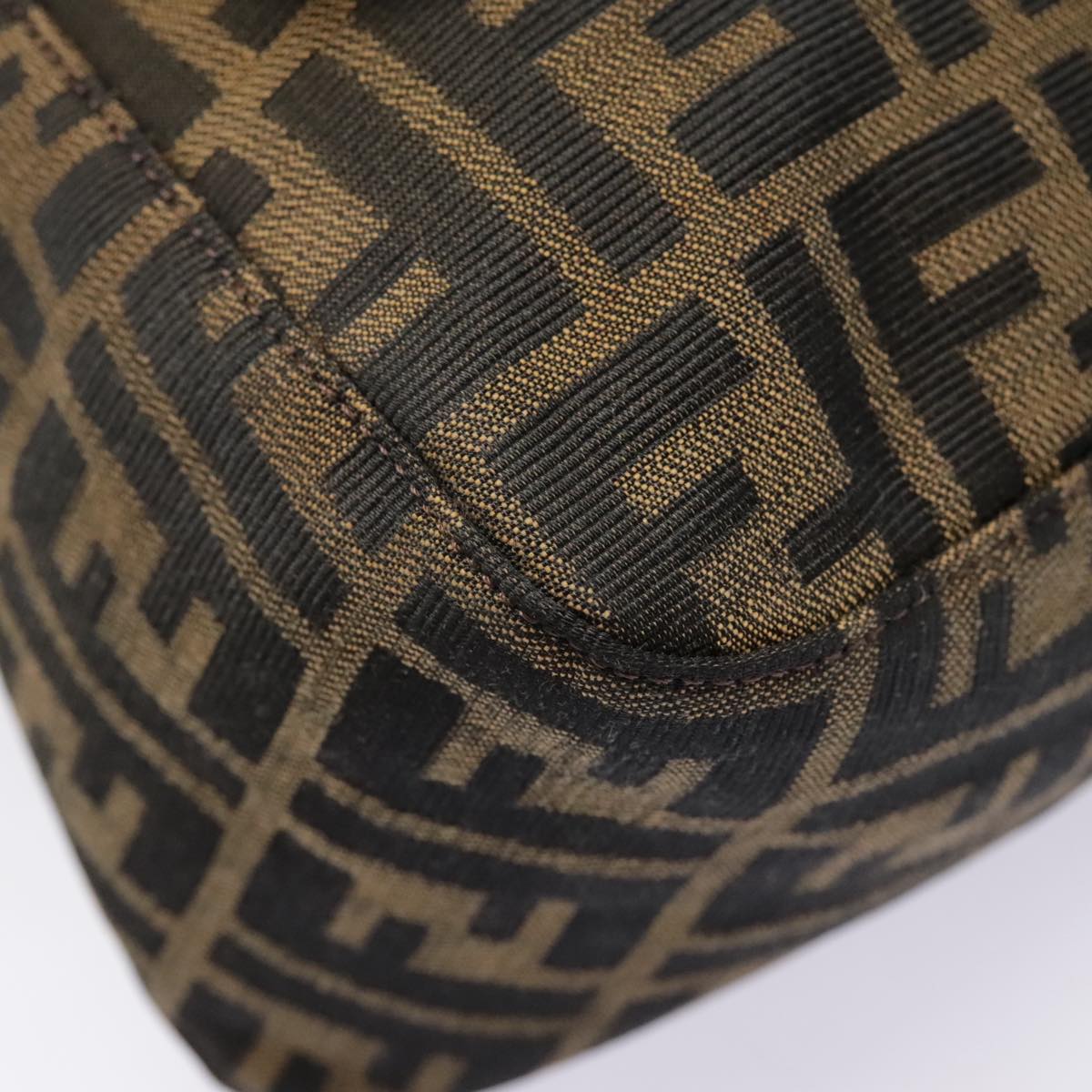 FENDI Zucca Canvas Mamma Baguette Shoulder Bag Brown Black Silveryk14866A
