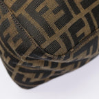 FENDI Zucca Canvas Mamma Baguette Shoulder Bag Brown Black Silveryk14866A