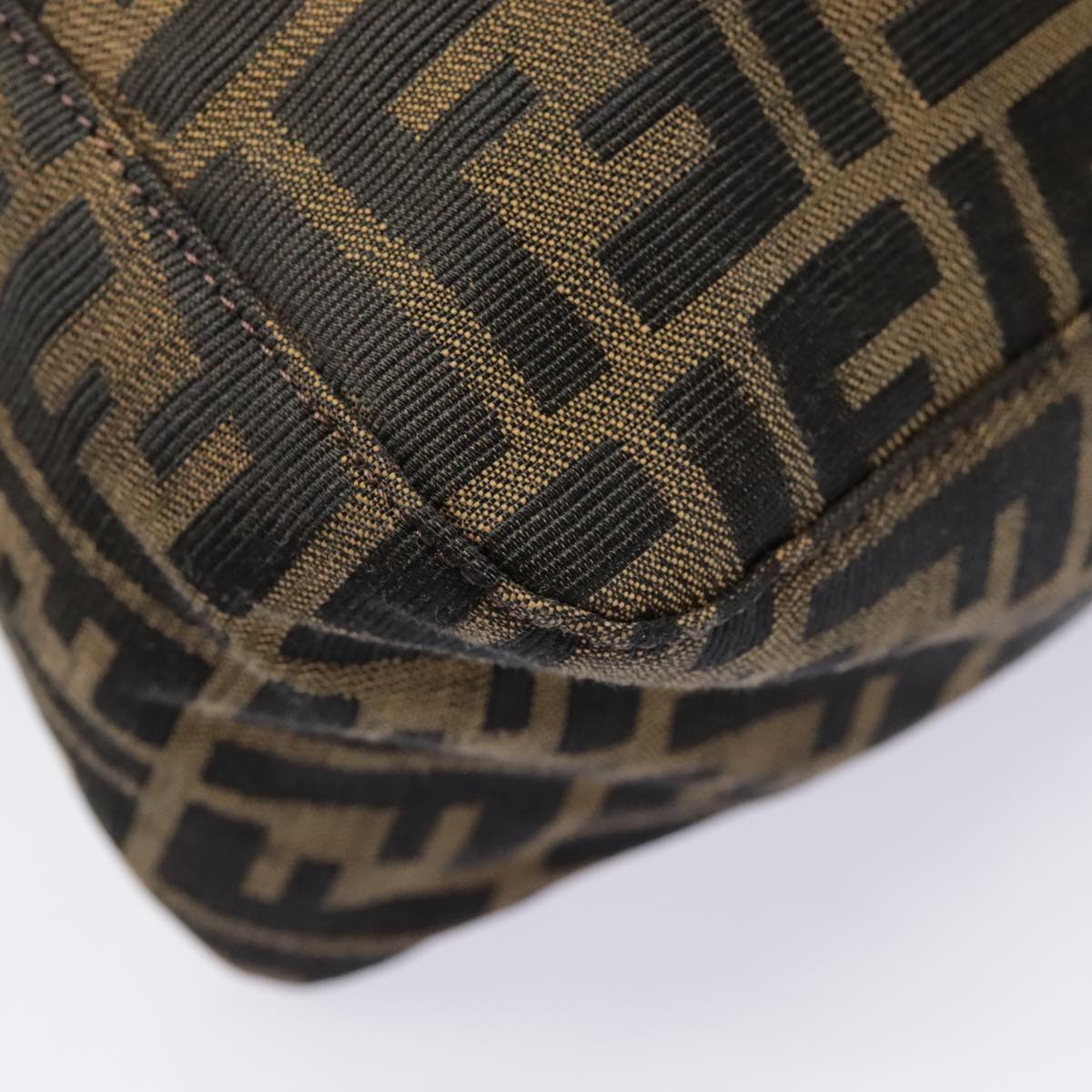 FENDI Zucca Canvas Mamma Baguette Shoulder Bag Brown Black Silveryk14866A