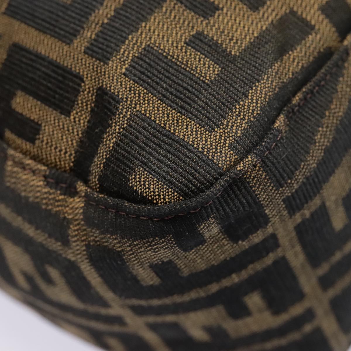 FENDI Zucca Canvas Mamma Baguette Shoulder Bag Brown Black Silveryk14866A